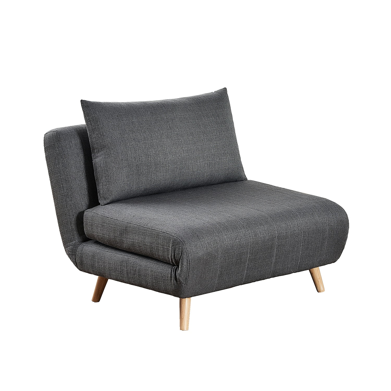 Dark Gray Faux Leather Convertible Sleeper Chair with Wood Legs