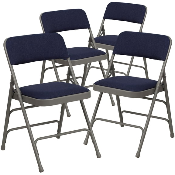 Flash Furniture Sheldon Adult Metal Folding Event Chairs with Padded Seats, Set of 4, Navy