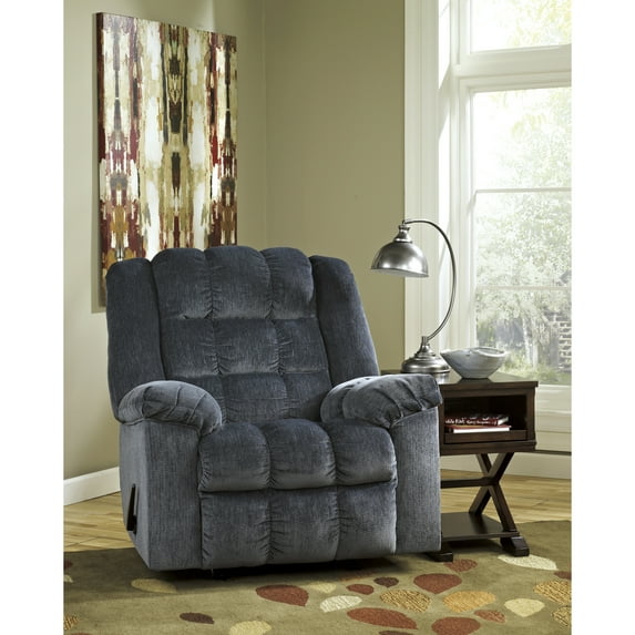 Flash Furniture Signature Design by Ashley Ludden Rocker Recliner in Blue Twill
