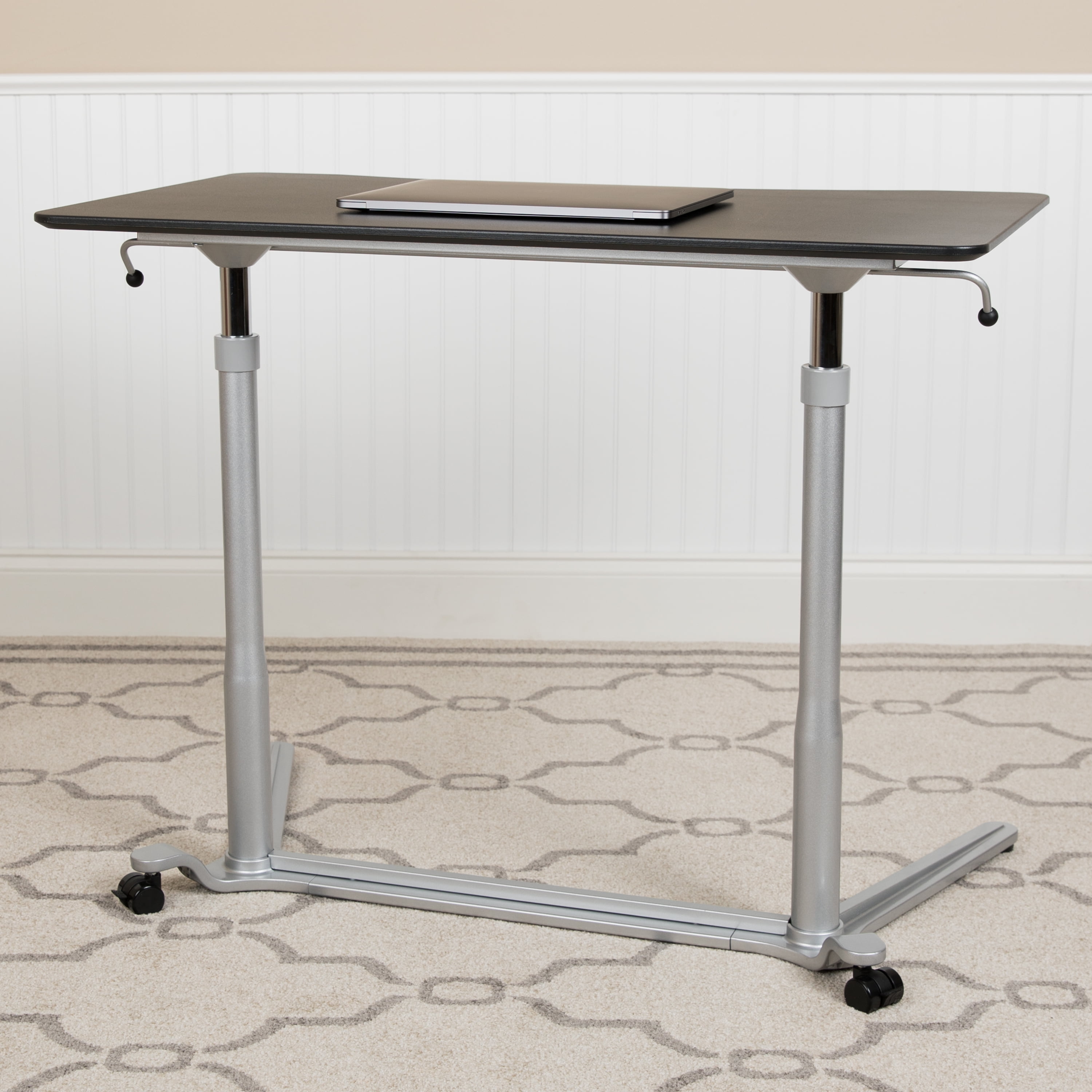 ErgoFlex Silver and Black Adjustable Height Mobile Standing Desk