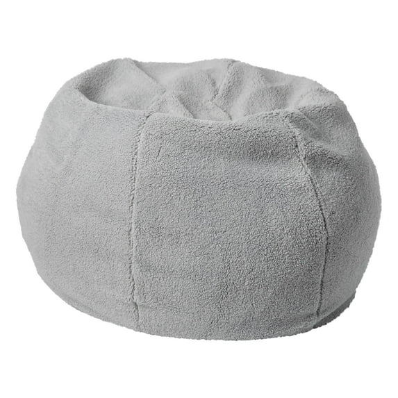 Flash Furniture Small Gray Faux Sherpa Refillable Bean Bag Chair for Kids and Teens