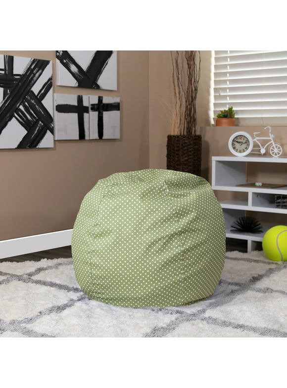 Flash Furniture Small Green Dot Refillable Bean Bag Chair for Kids and Teens