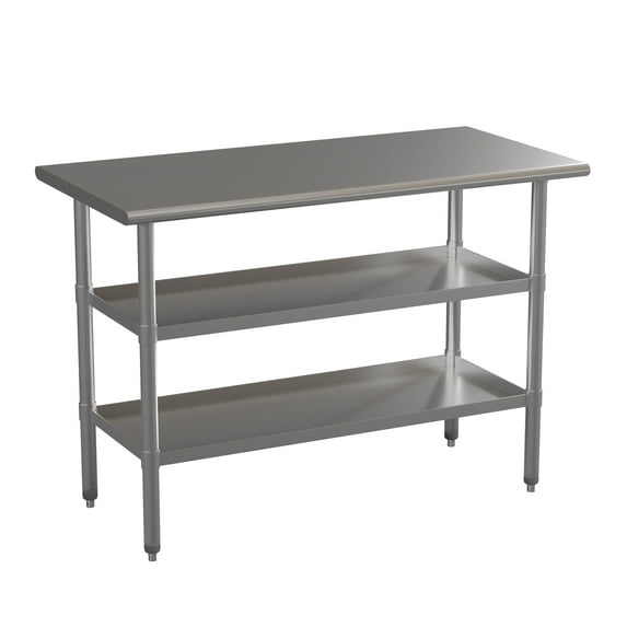 Flash Furniture Stainless Steel Worktable with 2 Undershleves