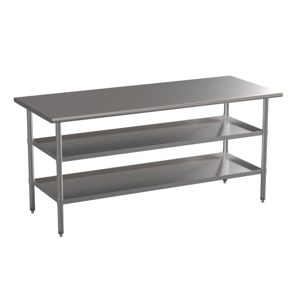 Flash Furniture Stainless Steel Worktable with 2 Undershleves