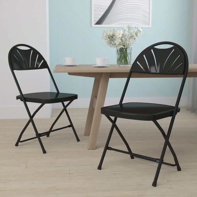 Flash Furniture Steel Folding Chair (2 Pack), Black
