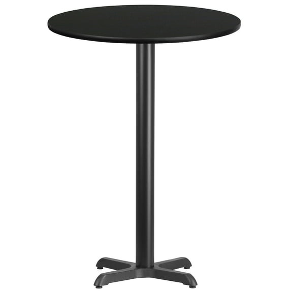 Flash Furniture Stiles 30'' Round Black Laminate Table Top with 22'' x 22'' Bar Height Table Base