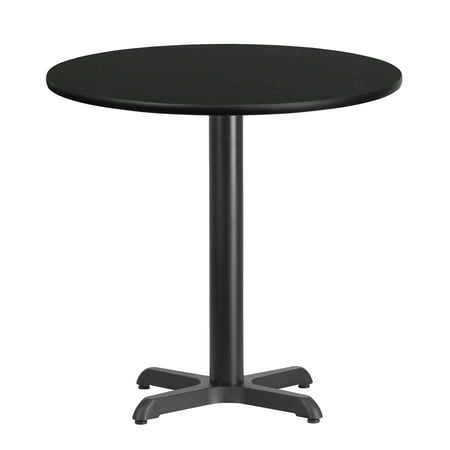 Flash Furniture Stiles 30'' Round Black Laminate Table Top with 22'' x 22'' Table Height Base