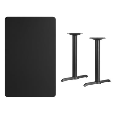 Flash Furniture Stiles 30'' x 48'' Rectangular Black Laminate Table Top with 5'' x 22'' Table Height Bases