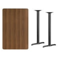 thumbnail image 1 of Flash Furniture Stiles 30'' x 48'' Rectangular Walnut Laminate Table Top with 5'' x 22'' Bar Height Table Bases, 1 of 5