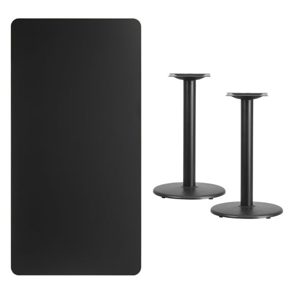 Flash Furniture Stiles 30'' x 60'' Rectangular Black Laminate Table Top with 18'' Round Table Height Bases