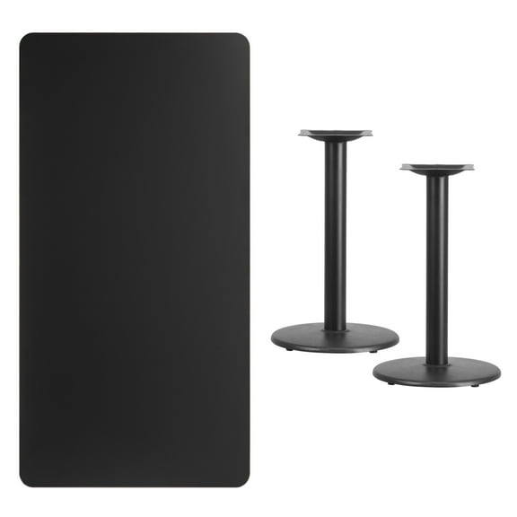 Flash Furniture Stiles 30'' x 60'' Rectangular Black Laminate Table Top with 18'' Round Table Height Bases