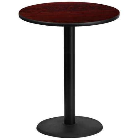 Flash Furniture Stiles 36'' Round Mahogany Laminate Table Top with 24'' Round Bar Height Table Base