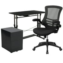 Flash Furniture Stiles Work From Home Kit - Adjustable Computer Desk, Ergonomic Mesh Office Chair and Locking Mobile Filing Cabinet with Side Handles
