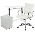 thumbnail image 1 of Flash Furniture Stiles Work From Home Kit - White Adjustable Computer Desk, LeatherSoft Office Chair and Side Handle Locking Mobile Filing Cabinet, 1 of 11