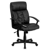 Flash Furniture Sumter High Back Ergonomic Massaging Black LeatherSoft Executive Swivel Office Chair with Side Remote Pocket and Arms