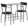 thumbnail image 1 of Flash Furniture Sutton 3 Piece Space-Saver Bistro Set with Black Glass Top Table and Black Vinyl Padded Chairs, 1 of 8