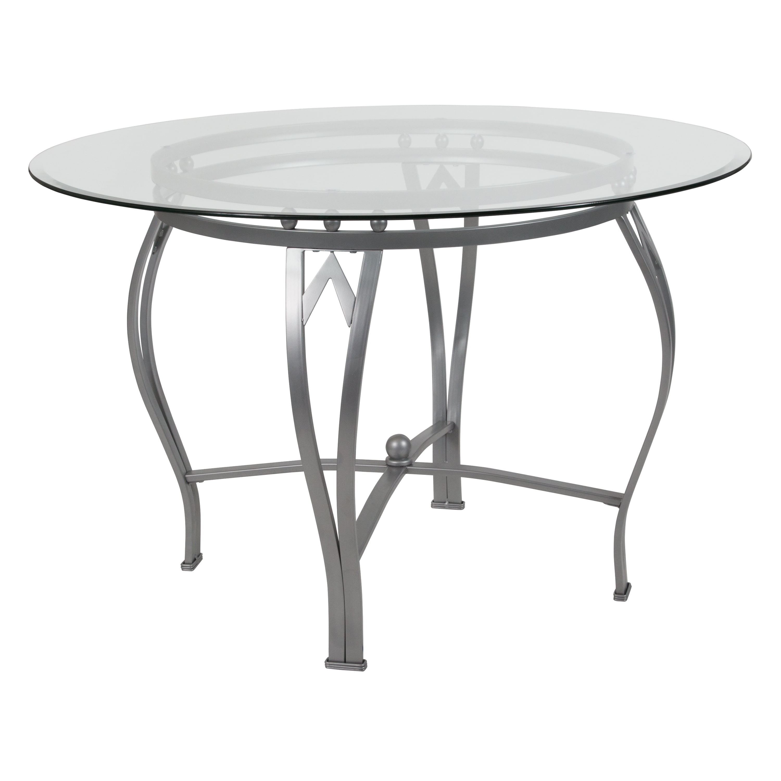 Flash Furniture Syracuse 45'' Round Glass Dining Table with Silver