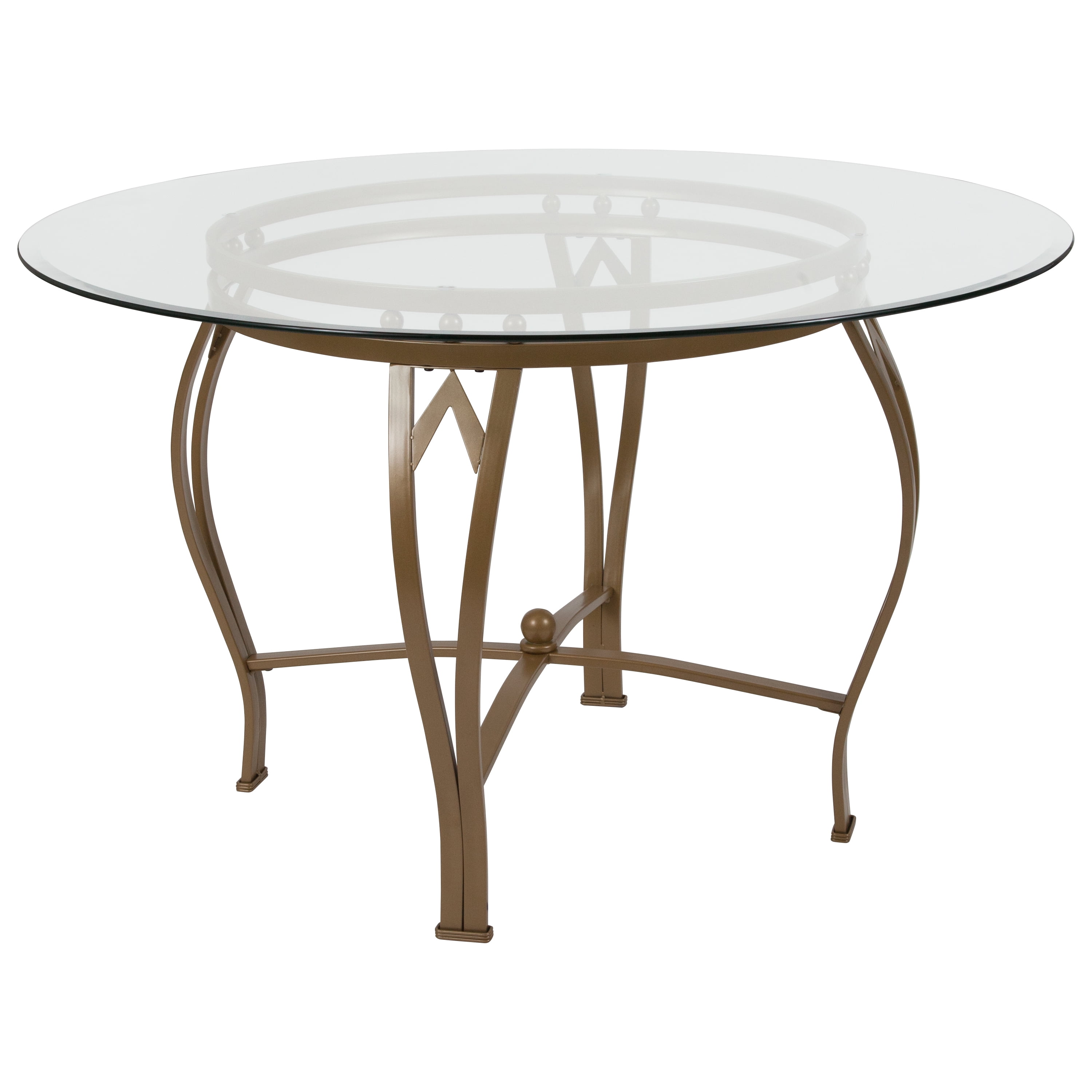 Elegant 48" Round Glass Dining Table with Matte Gold Base
