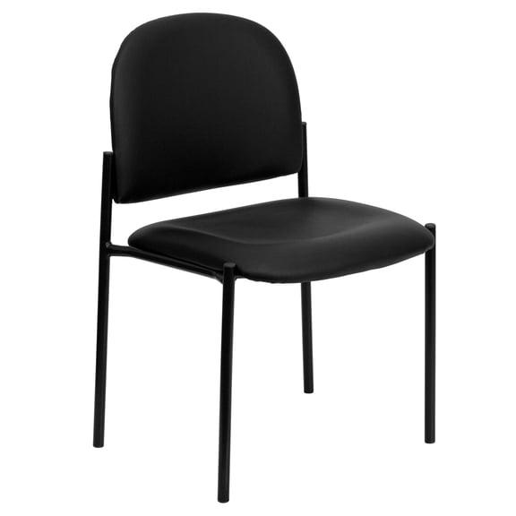 Flash Furniture Tania Comfort Adult Vinyl Modern Upholstered Stackable Side Reception Chair, Black