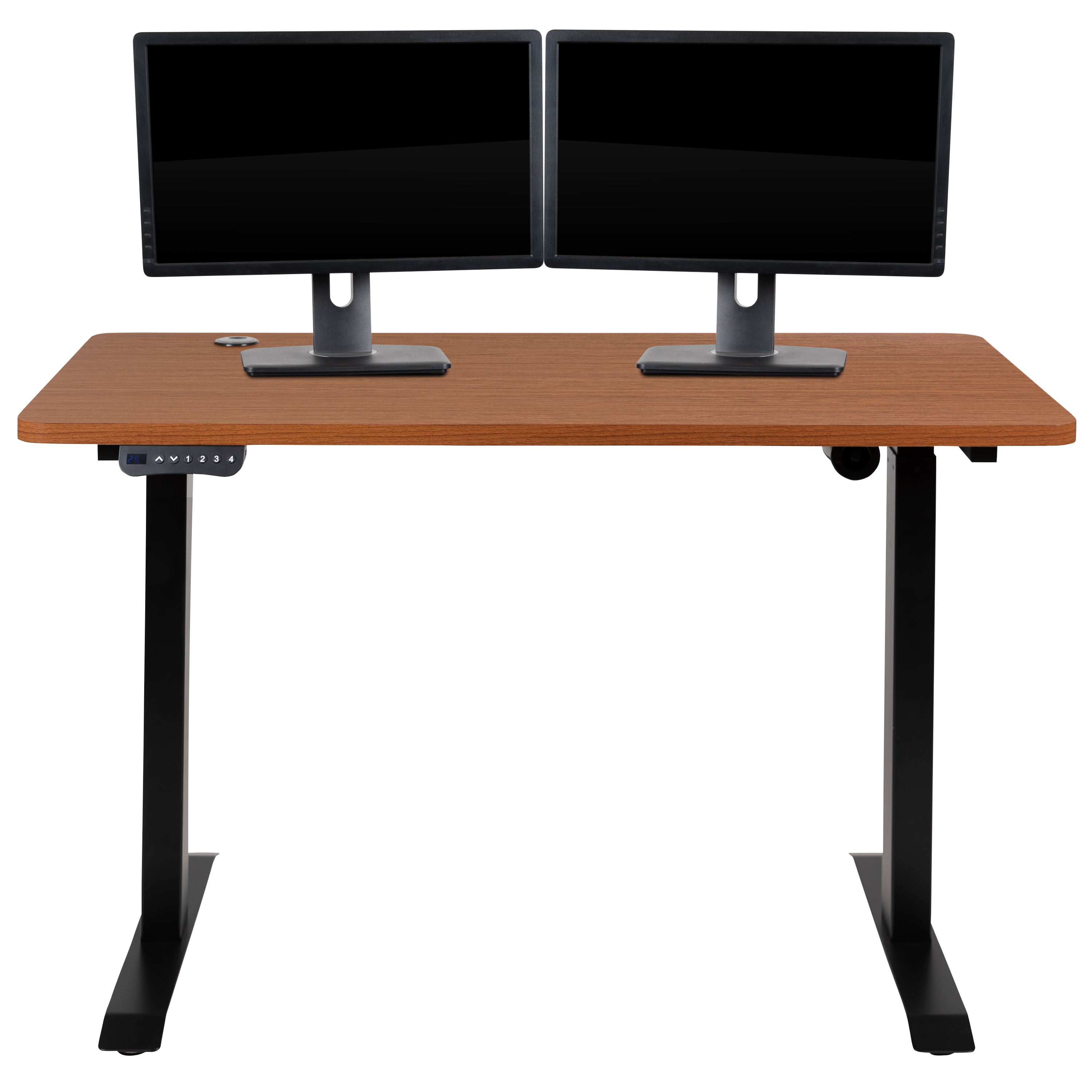 Mahogany Adjustable Height Standing Desk with Steel Frame