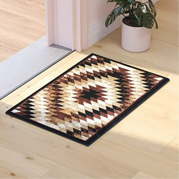 Flash Furniture Teagan Rectangular Southwestern Black, Beige, Brown Area Rug, 2' x 3'