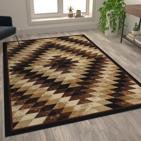 Flash Furniture Teagan Rectangular Southwestern Black, Beige, Brown Area Rug, 6' x 9'