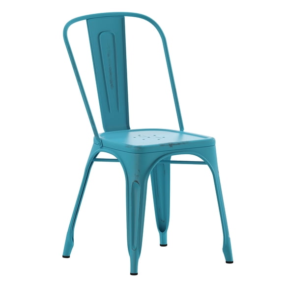 Flash Furniture Tenley Metal Stacking Chair Distressed Blue (ET3534COMB)