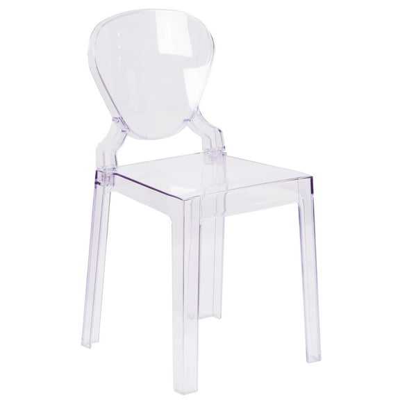 Flash Furniture Theo Ghost Chair with Tear Back in Transparent Crystal