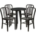 thumbnail image 1 of Flash Furniture Thomas Commercial Grade 24" Round Black-Antique Gold Metal Indoor-Outdoor Table Set with 4 Vertical Slat Back Chairs, 1 of 5