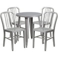 thumbnail image 1 of Flash Furniture Thomas Commercial Grade 24" Round Silver Metal Indoor-Outdoor Table Set with 4 Vertical Slat Back Chairs, 1 of 5