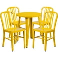 thumbnail image 1 of Flash Furniture Thomas Commercial Grade 24" Round Yellow Metal Indoor-Outdoor Table Set with 4 Vertical Slat Back Chairs, 1 of 5
