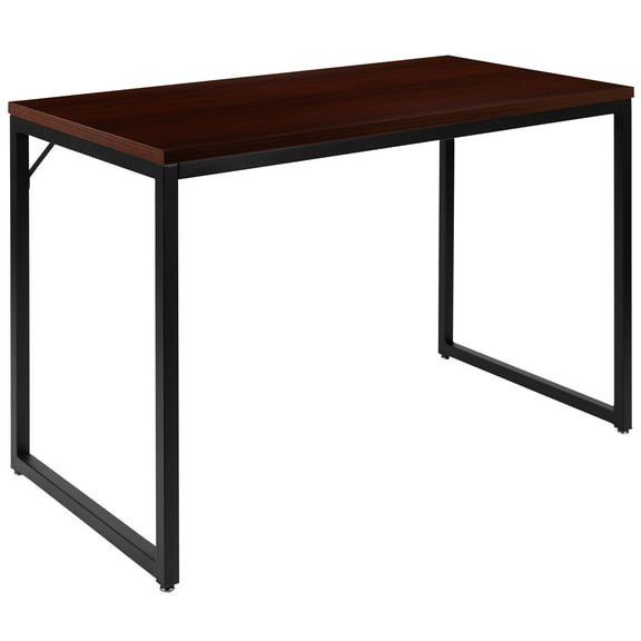 Flash Furniture Tiverton Industrial Modern Desk - Commercial Grade Office Computer Desk and Home Office Desk - 47" Long (Mahogany/Black)