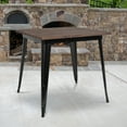 thumbnail image 1 of Flash Furniture Toby 31.5" Square Black Metal Indoor Table with Walnut Rustic Wood Top, 1 of 6