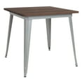 thumbnail image 1 of Flash Furniture Toby 31.5" Square Silver Metal Indoor Table with Walnut Rustic Wood Top, 1 of 6