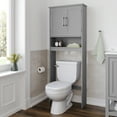thumbnail image 1 of Flash Furniture Over the Toilet Bathroom Storage Cabinet Organizer with 2 Magnetic Closure Doors, Adjustable Cabinet Shelf, and Open Lower Shelf in Gray, 1 of 13