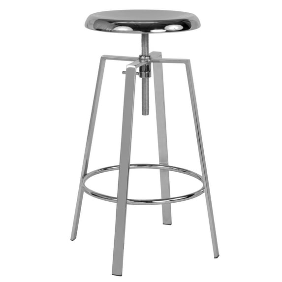 Flash Furniture Toledo Industrial Style Barstool with Swivel Lift Adjustable Height Seat in Chrome Finish