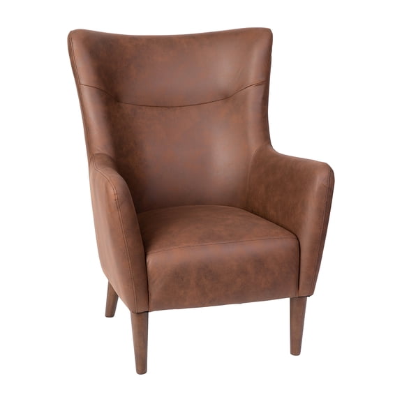 Flash Furniture Traditional Wingback Accent Chair, Commercial Grade Faux Leather Upholstery and Wooden Frame and Legs, Dark Brown