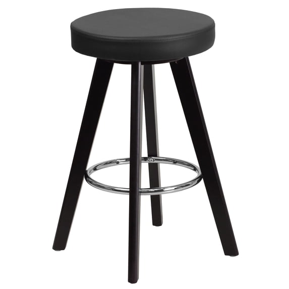 Flash Furniture Trenton Series 24'' High Contemporary Cappuccino Wood Counter Height Stool with Black Vinyl Seat