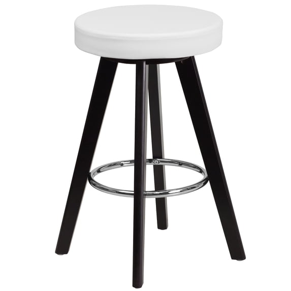 Flash Furniture Trenton Series 24'' High Contemporary Cappuccino Wood Counter Height Stool with White Vinyl Seat