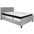 thumbnail image 1 of Flash Furniture Tribeca Full Size Tufted Upholstered Platform Bed in Light Gray Fabric with Memory Foam Mattress, 1 of 5