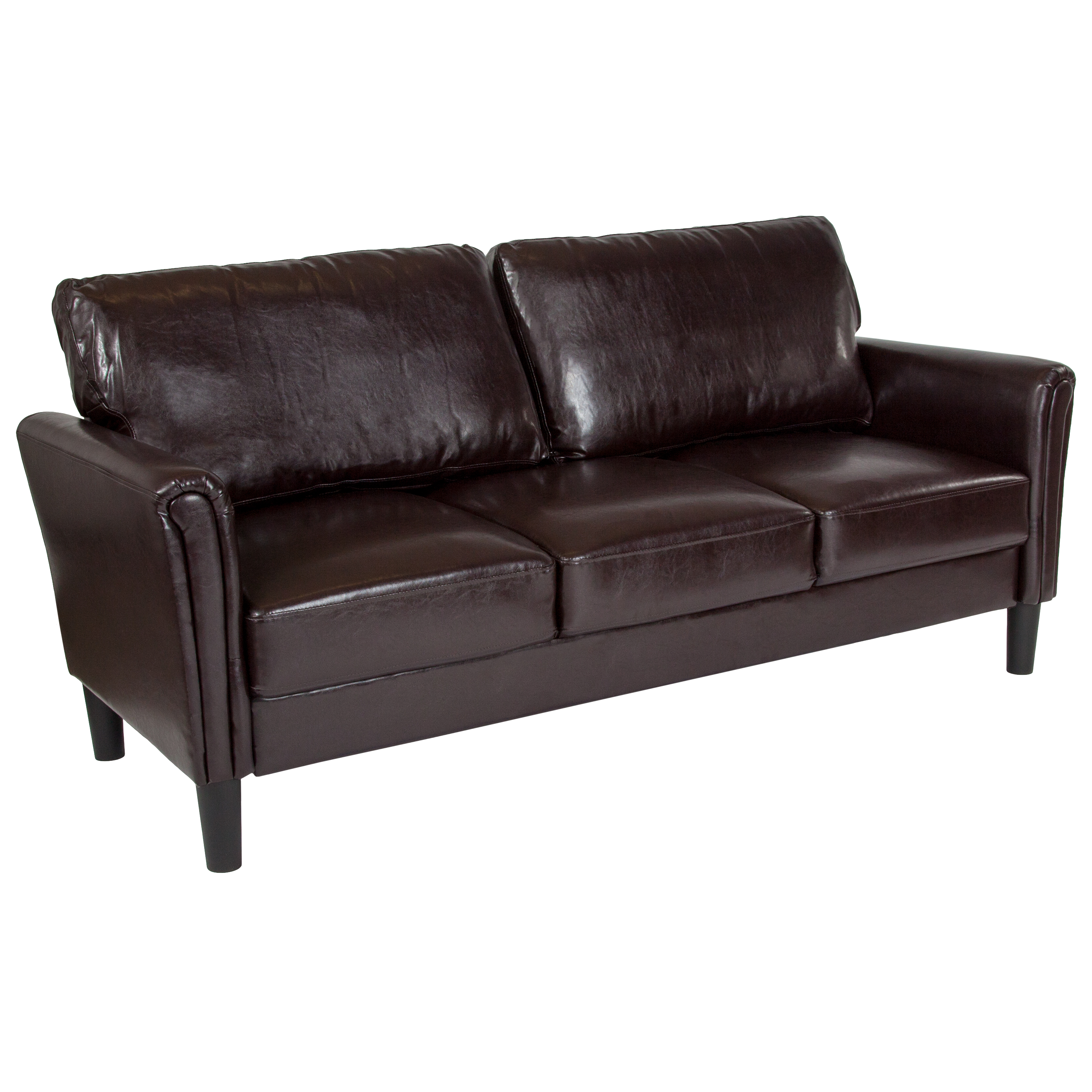 Flash Furniture Upholstered Living Room Sofa with Tailored Arms in Brown LeatherSoft - image 1 of 5
