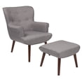 thumbnail image 1 of Flash Furniture Upholstered Wingback Chair with Ottoman in Light Gray Fabric, 1 of 5
