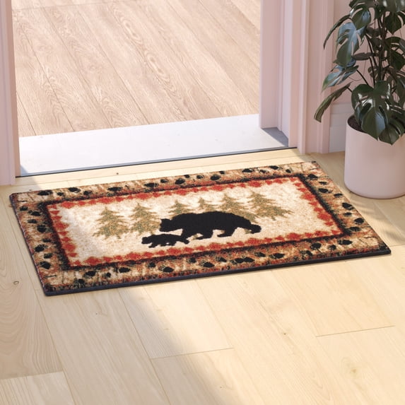 Flash Furniture Ursus Rectangular Rustic Green, Black, Beige, Brown Area Rug, 2' x 3'