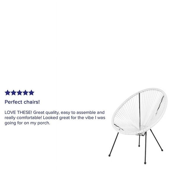 Flash Furniture Valencia Oval Comfort Series Take Ten White Papasan Lounge Chair
