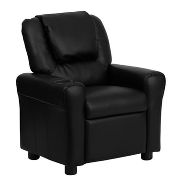 Flash Furniture Vana Contemporary Black LeatherSoft Kids Recliner with Cup Holder and Headrest
