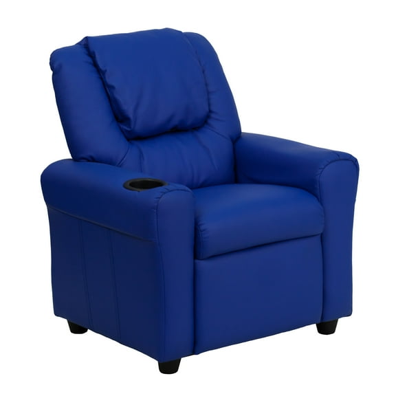 Flash Furniture Vana Contemporary Blue Vinyl Kids Recliner with Cup Holder and Headrest