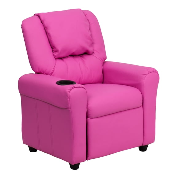 Flash Furniture Vana Contemporary Hot Pink Vinyl Kids Recliner with Cup Holder and Headrest