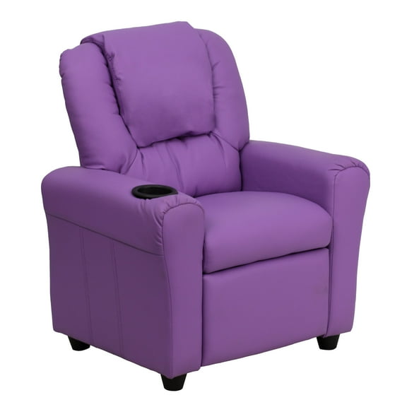 Flash Furniture Vana Contemporary Lavender Vinyl Kids Recliner with Cup Holder and Headrest