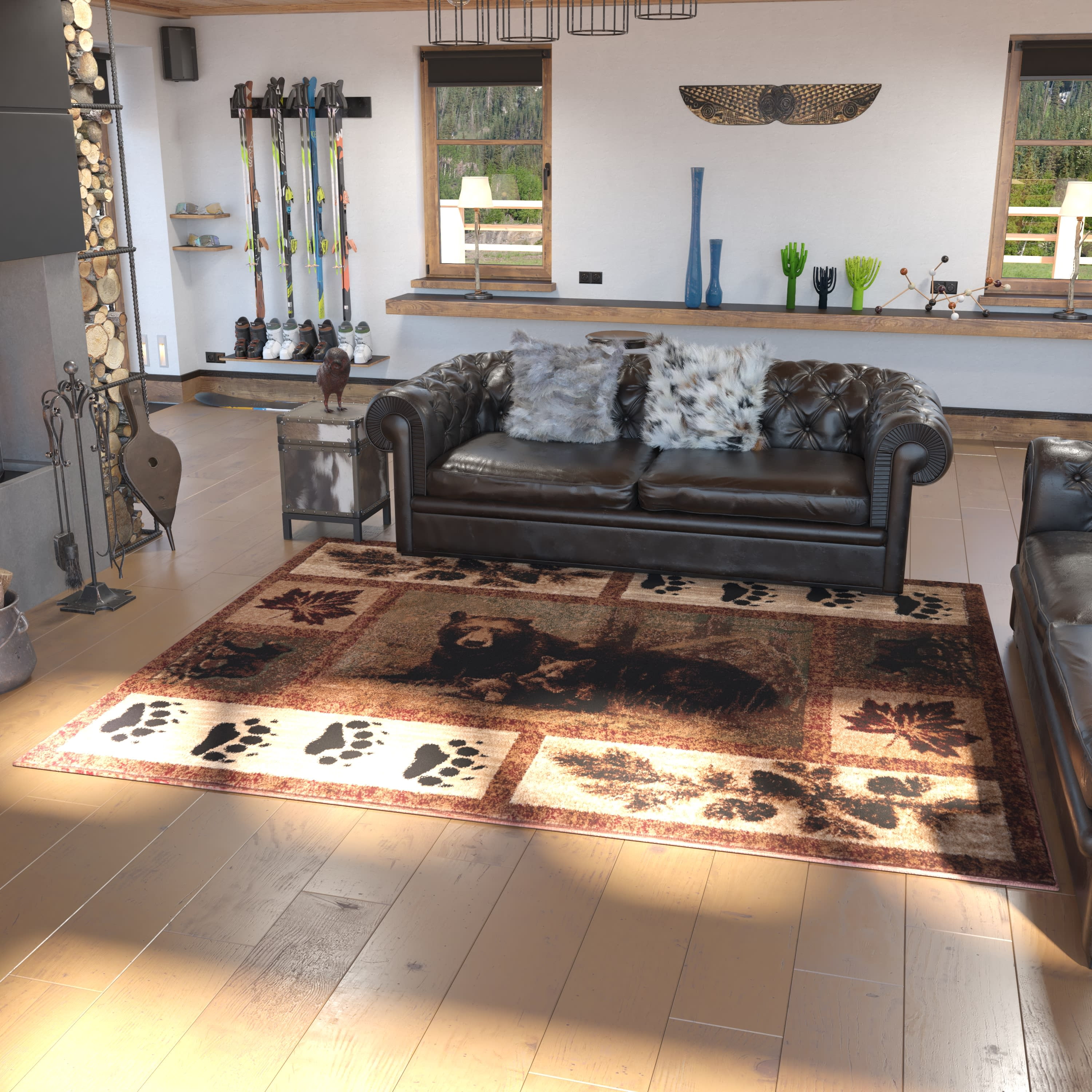 Flash Furniture Vassa Rectangular Rustic Brown Area Rug, 8' x 10'