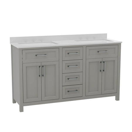 Flash Furniture FFIR37577GY 60" Free Standing Double Basin Vanity Set - Grey
